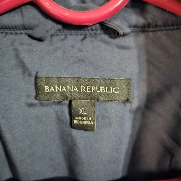 Banana Republic Navy Gray Buffalo Check Shirt Jacket Shacket XL Preppy Classic - Picture 4 of 8